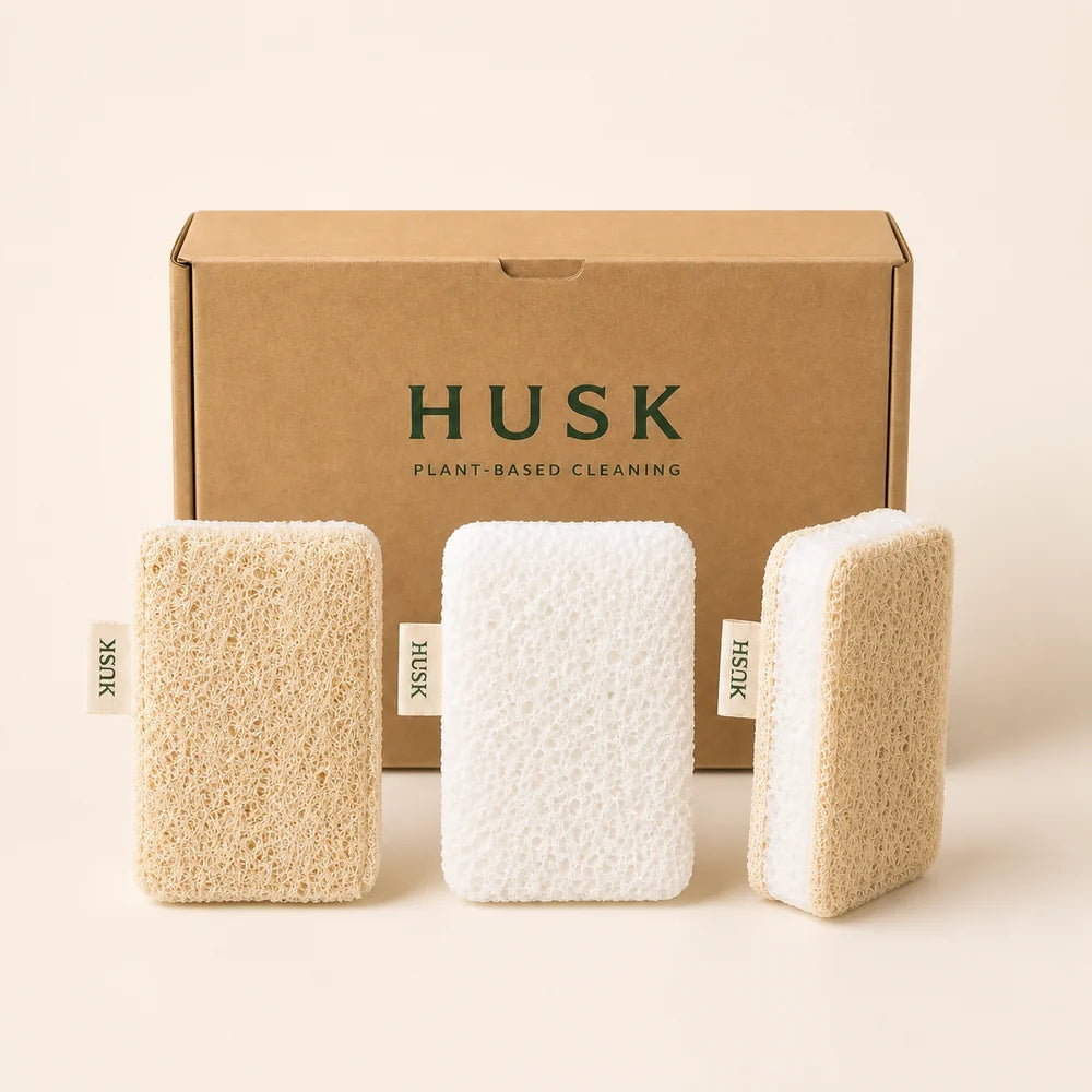 HUSK sponges and their kraft packaging