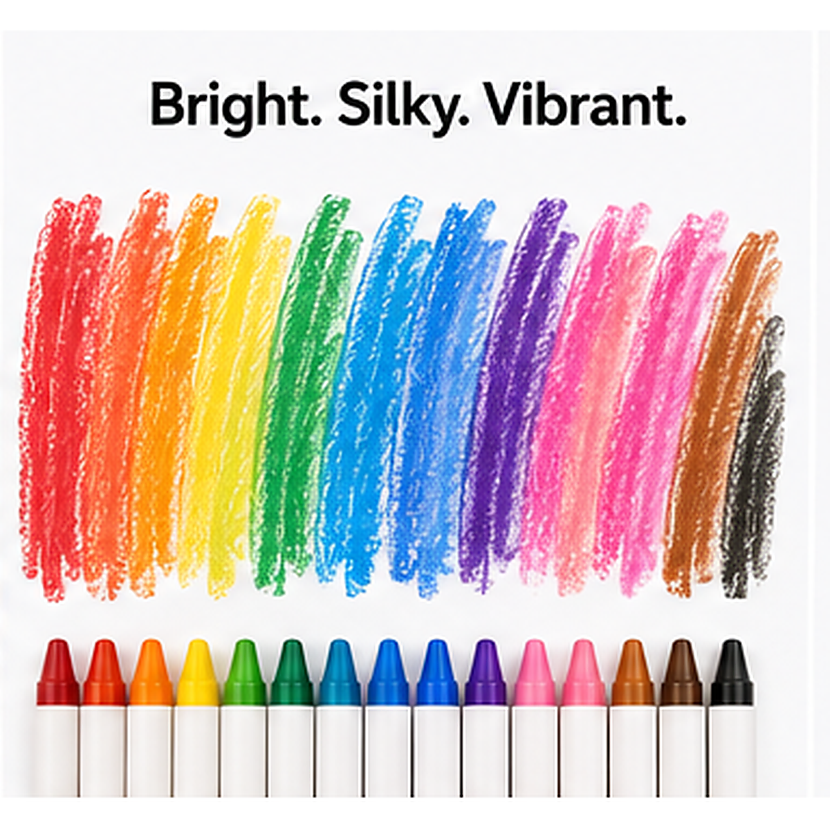 Bright silky crayon colors and swatches