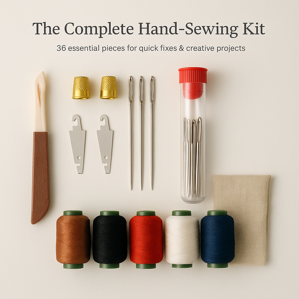 EasyThread Complete Sewing Kit - 34-Piece Set with Large-Eye Needles