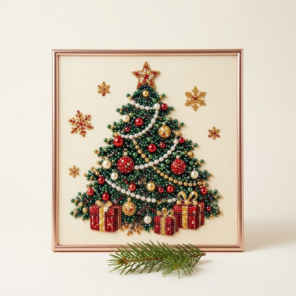 Tree Christmas pearl art kit, framed