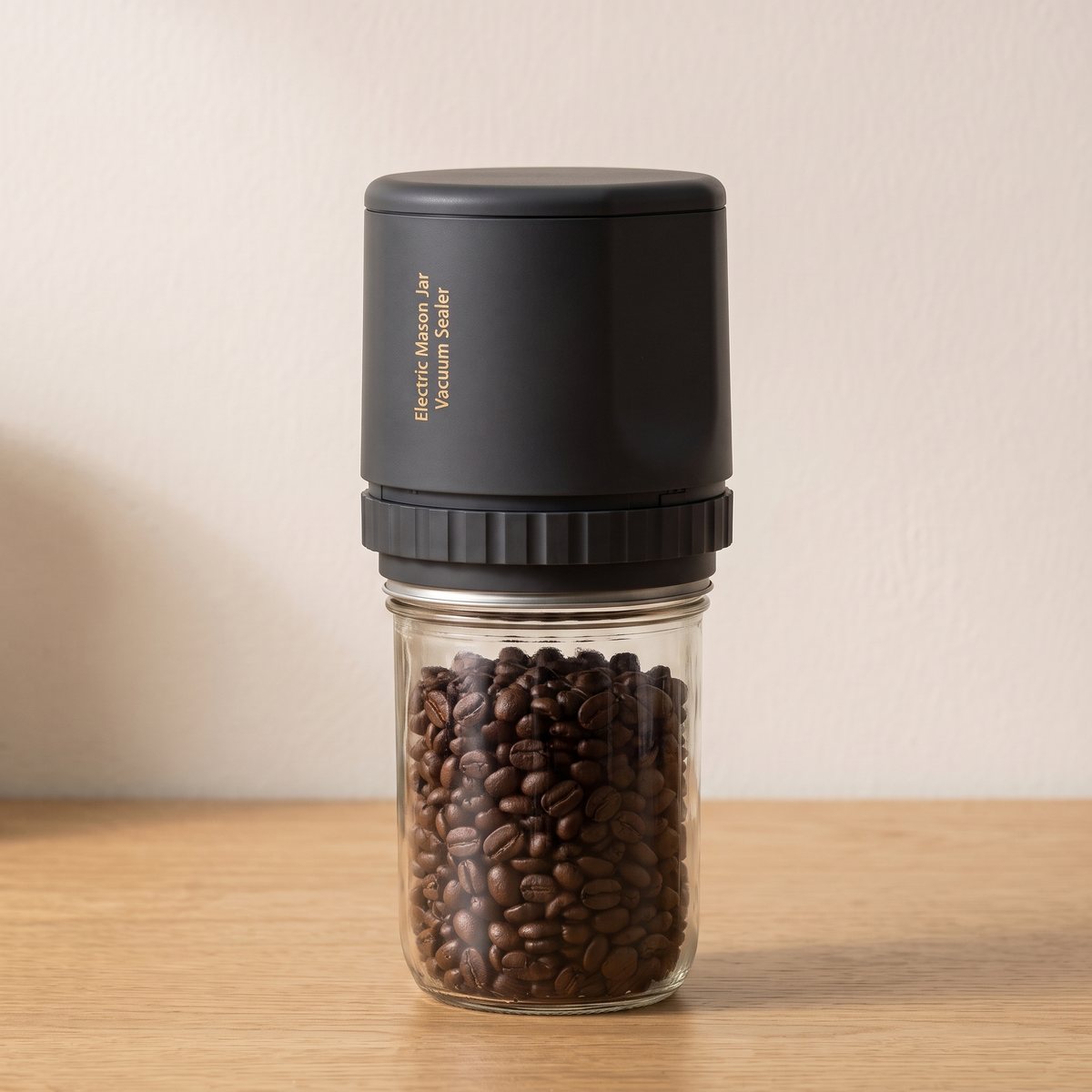 The black sealer on a jar of coffee beans