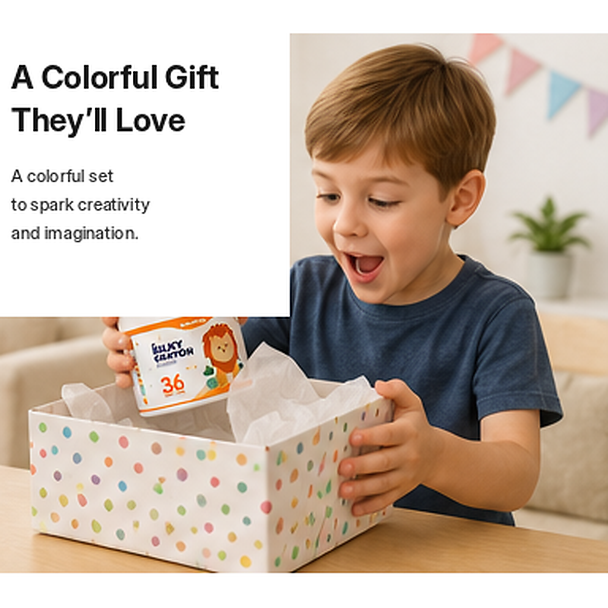 Silky crayons presented as a colorful creative gift