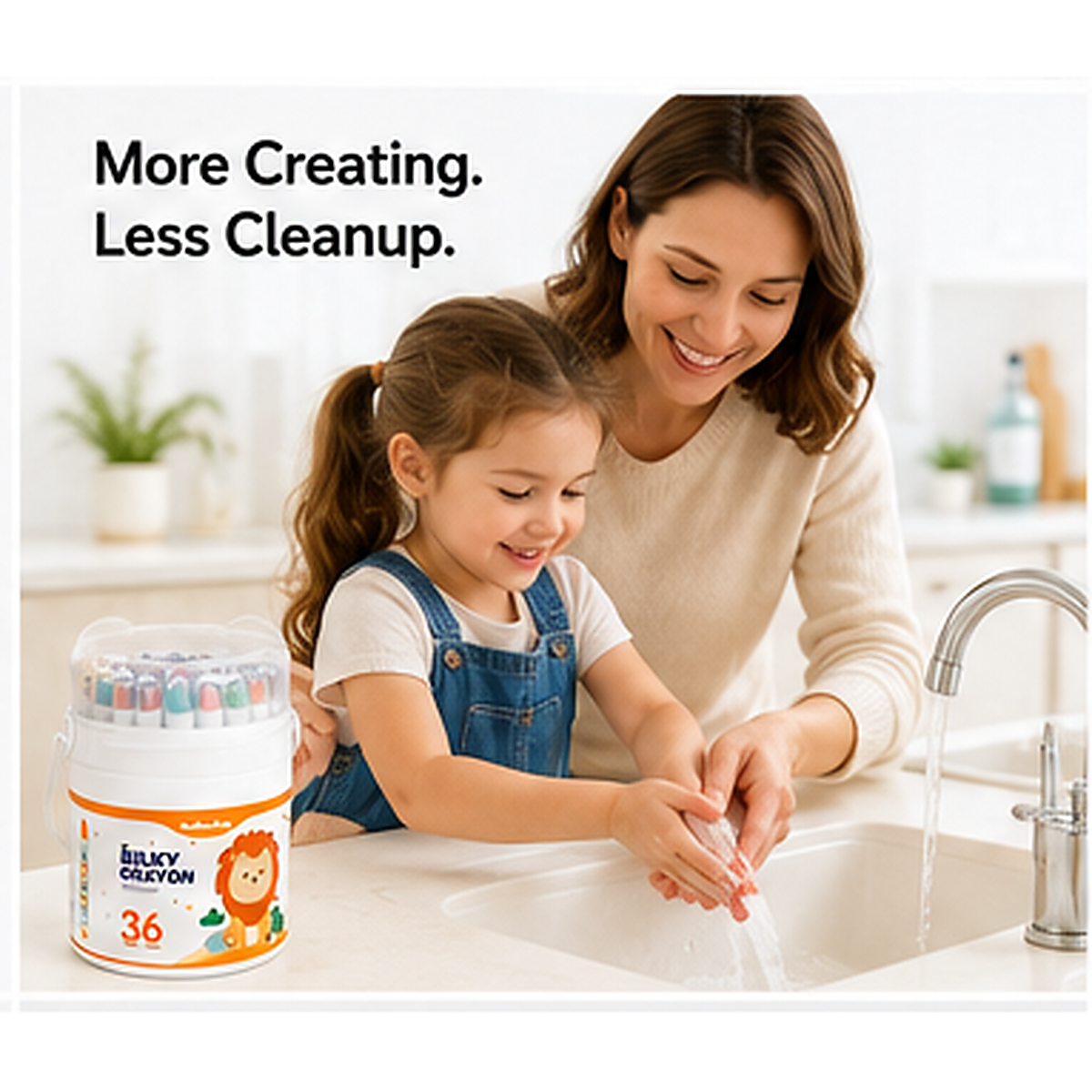Parent and child enjoying art with a simpler cleanup routine